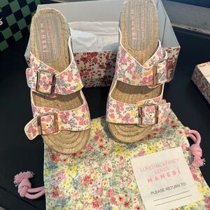 Floral Buckle Sandals by  LoveShackFancy for Manebi